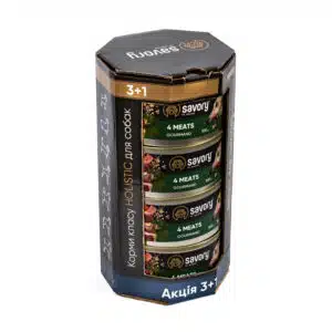 Набір консерв Savory Gourmand 4 види м'яса для собак, 100 г, акція 3+1