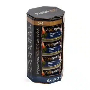 Вологий корм Savory All Breeds Puppy з кроликом для цуценят, 100 г, акція 3+1