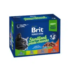 Вологий корм для стерилізованих котів Brit Premium 4 смаки, 12×100 г