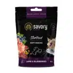 М'які ласощі Savory Sterilized з ягням і чорницею для стерилізованих котів, 50 г