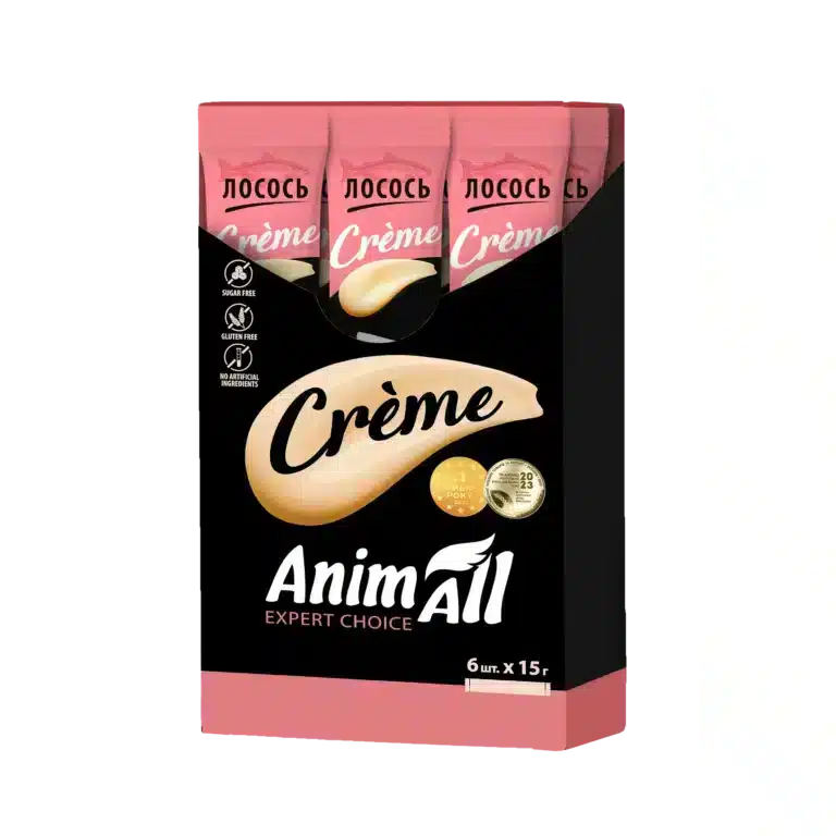 Кремові ласощі AnimAll Crème з лососем для котів, 6х15 г