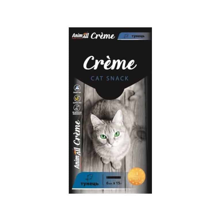 Кремові ласощі AnimAll Crème з тунцем для котів, 6х15 г