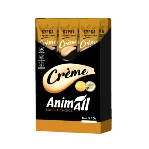 Кремові ласощі AnimAll Crème з куркою для котів, 6х15 г