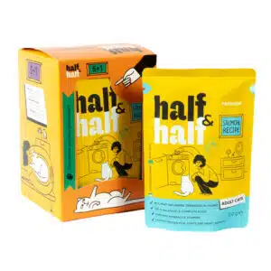 Вологий корм Half&Half шматочки з лососем у желе для дорослих котів, акція 5+1