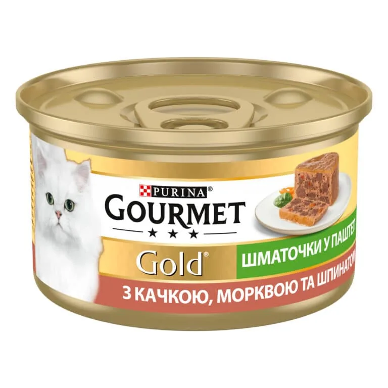 Вологий корм для дорослих котів Gourmet Gold з качкою, морквою та шпинатом, 85 г