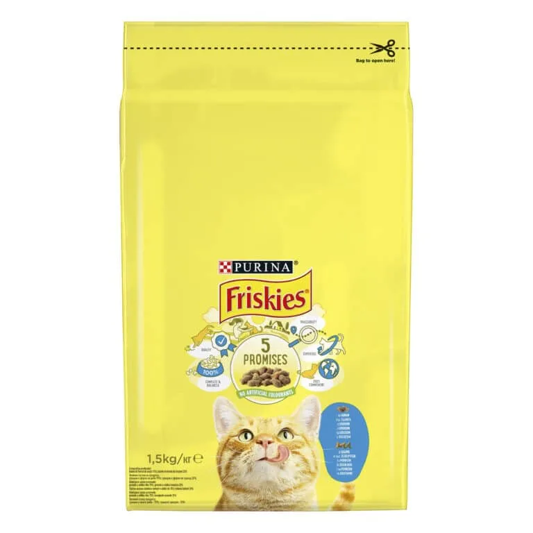 Сухий корм для дорослих котів Friskies з лососем та овочами