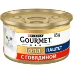 Вологий корм Gourmet Gold паштет з яловичиною для дорослих котів, 85 г