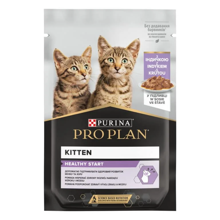 Вологий корм Pro Plan Kitten Healthy Start з індичкою для кошенят, 85 г