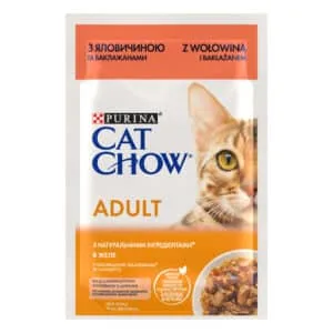 Вологий корм для дорослих котів Cat Chow Adult з яловичиною та баклажанами, 85 г