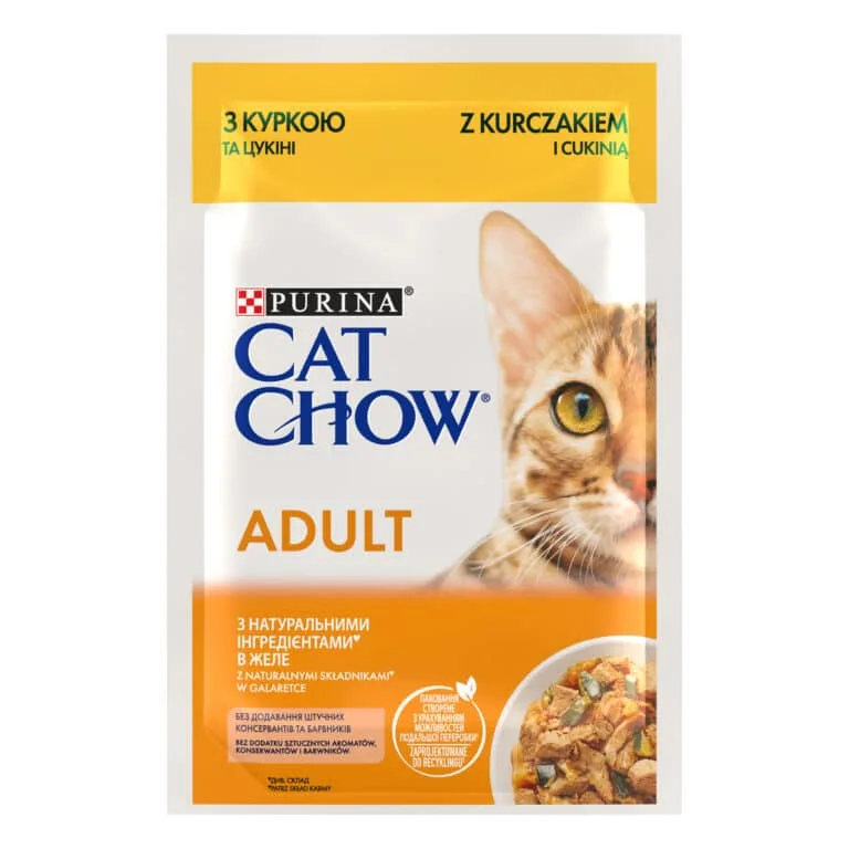 Вологий корм Cat Chow Adult з куркою для дорослих котів, 85 г
