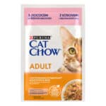 Влажный корм CAT CHOW Adult для взрослых кошек кусочки в желе с лососем и зеленой фасолью 85 г