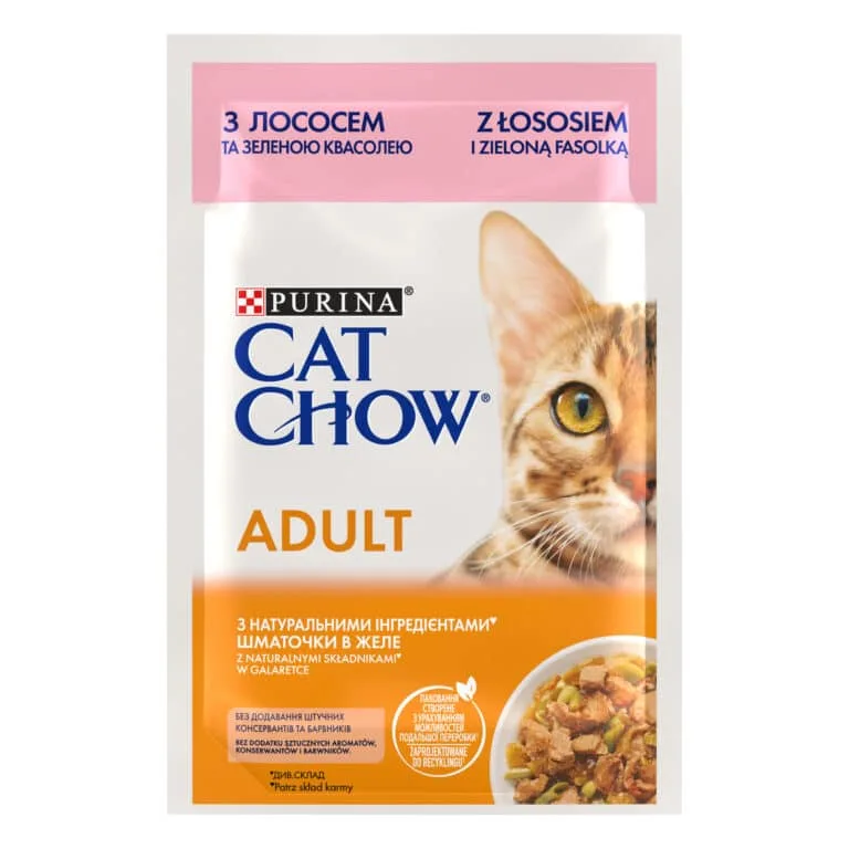 Вологий корм Cat Chow Adult з лососем для дорослих котів, 85 г
