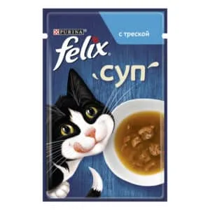 Вологий додатковий корм для дорослих котів Felix Суп з тріскою, 48 г