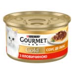 Влажный корм GOURMET Gold "Соус Де-Люкс" для взрослых котов кусочки в соусе с говядиной 85 г