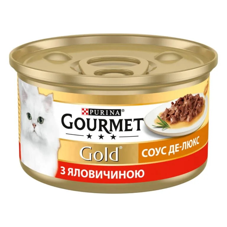 Вологий корм Gourmet Gold Соус Де-Люкс з яловичиною для дорослих котів, 85 г