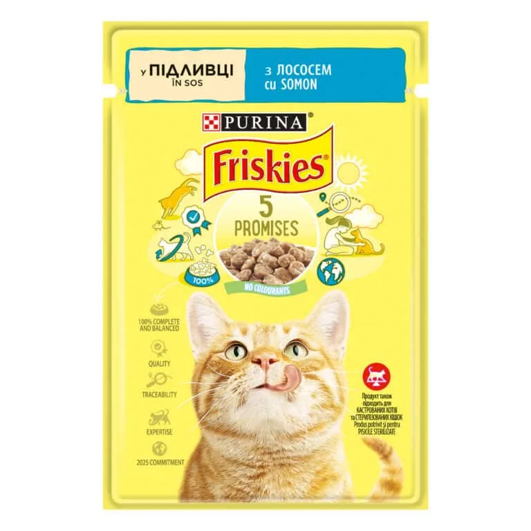 Вологий корм Friskies з лососем для дорослих котів, 85 г