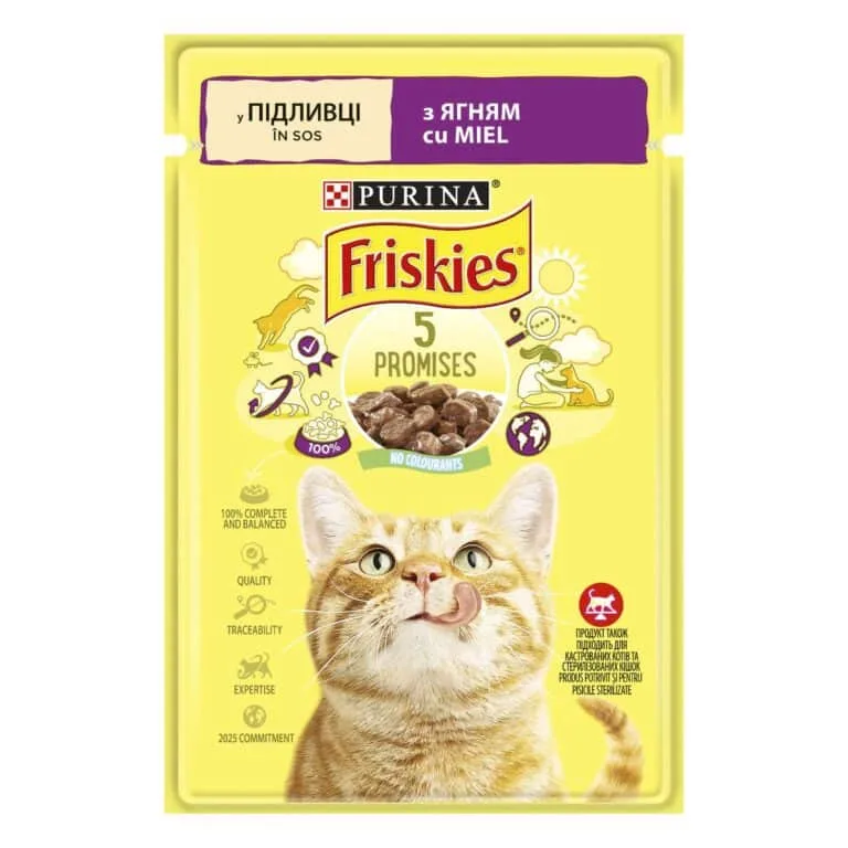 Вологий корм Friskies з ягням для дорослих котів, 85 г