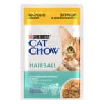 Влажный корм CAT CHOW Hairball для взрослых кошек для уменьшения образования шариков шерсти в пищеварительном тракте с курицей и зеленой фасолью 85 г