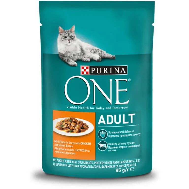 Вологий корм Purina ONE Adult з куркою для дорослих котів, 85 г