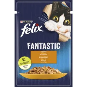 Вологий корм для дорослих котів Felix Fantastic з куркою, 85 г