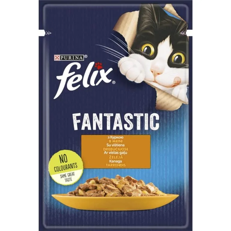 Вологий корм для дорослих котів Felix Fantastic з куркою, 85 г