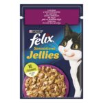 Вологий корм FELIX Sensations Jellies для дорослих котів шматочки в желе з качкою та шпинатом 85 г