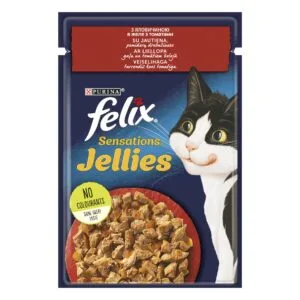 Вологий корм Felix Sensations Jellies з яловичиною для котів, 85 г