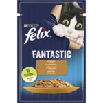 Вологий корм FELIX Fantastic для дорослих котів шматочки в желе з індичкою 85 г