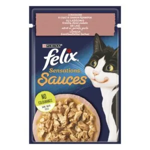 Вологий корм Felix Sensations Sauces з лососем для котів, 85 г