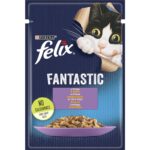 Вологий корм FELIX Fantastic для дорослих котів шматочки в желе з ягням 85 г