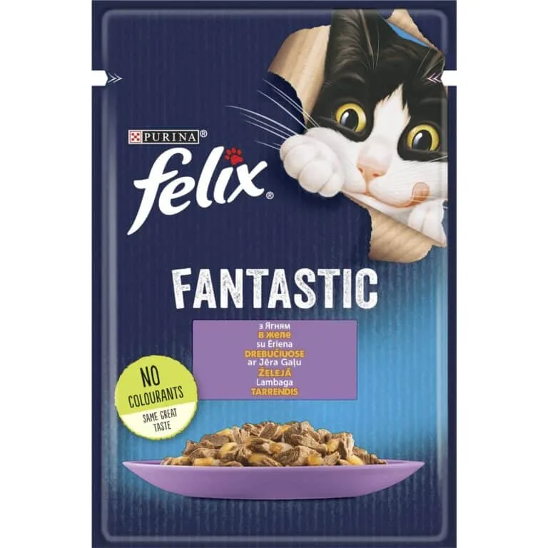 Вологий корм Felix Fantastic з ягням для котів, 85 г