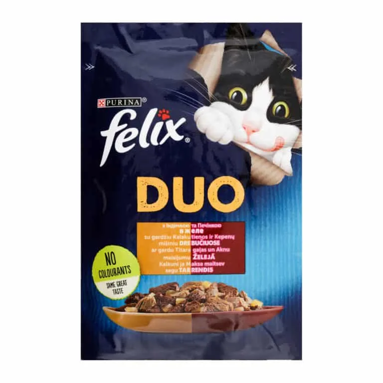 Вологий корм Felix Fantastic Duo з індичкою і печінкою для котів, 85 г