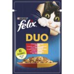 Вологий корм FELIX Fantastic Duo для дорослих котів шматочки в желе з яловичиною та птицею 85 г
