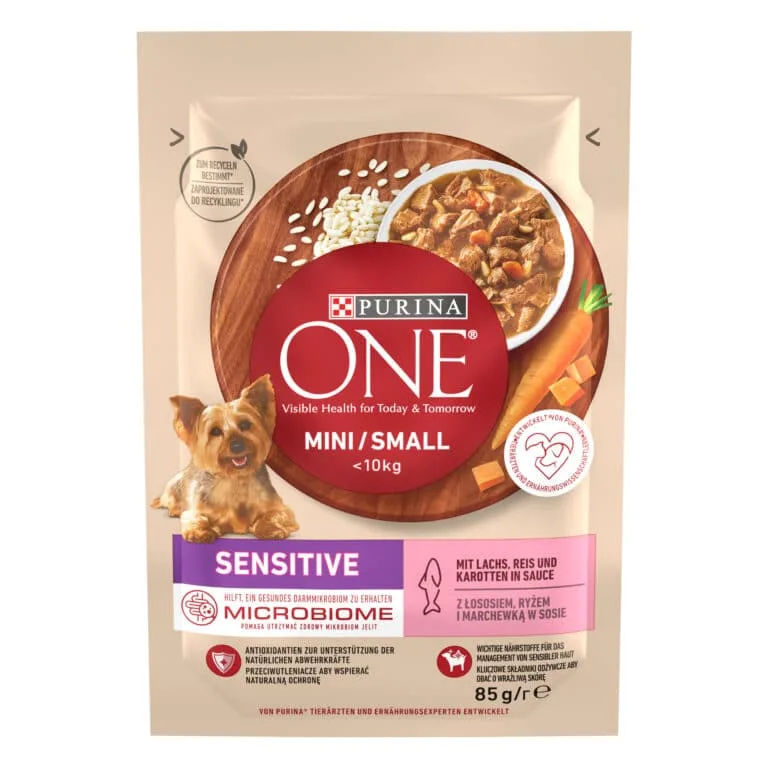 Вологий корм Purina ONE Mini Sensitive з лососем для собак дрібних порід, 85 г
