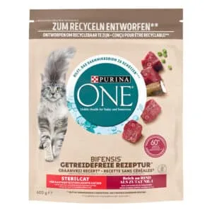 Сухий корм Purina ONE Grain Free Bifensis з яловичиною для стерилізованих котів, 600 г
