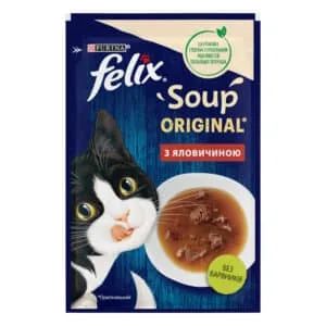 Вологий корм для дорослих котів Felix Суп з яловичиною, 48 г