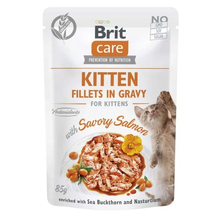 Вологий корм Brit Care Fillets in Gravy з лососем для кошенят, 85 г