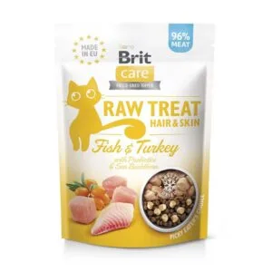 Ласощі Brit Raw Treat Hair & Skin Freeze-dried з рибою і індичкою для котів