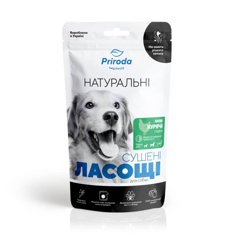 Ласощі Priroda натуральні сушені лапи курячі для собак