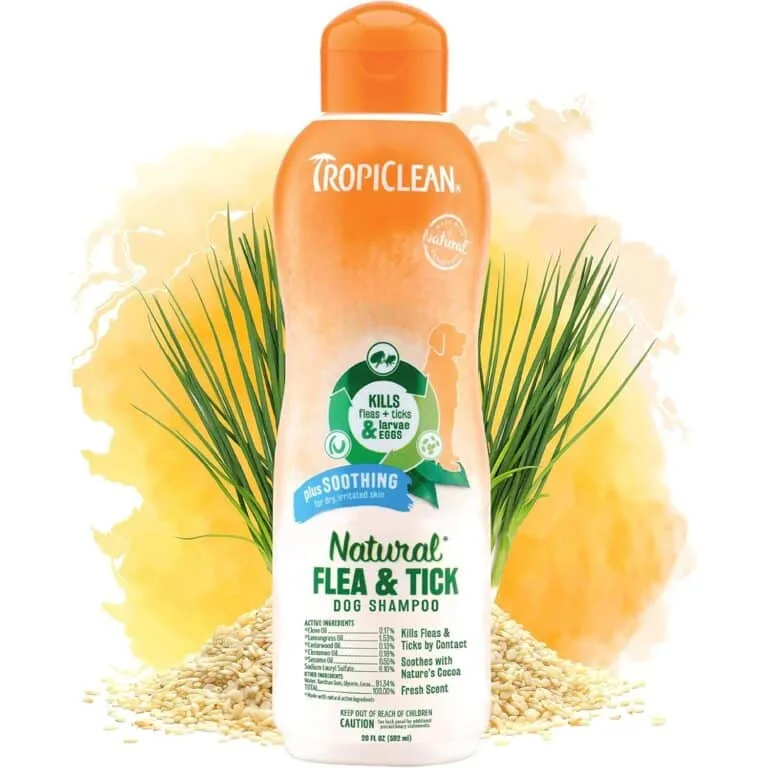 Заспокійливий шампунь для собак від бліх і кліщів TropiClean Natural Flea & Tick, 592 мл