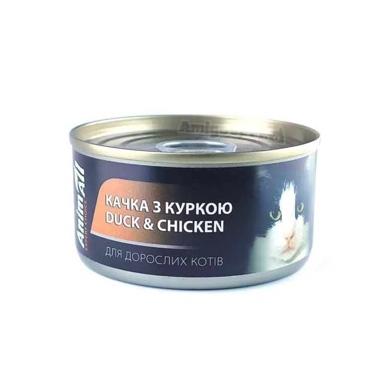 Вологий корм AnimAll паштет з качкою і куркою для котів, 80 г