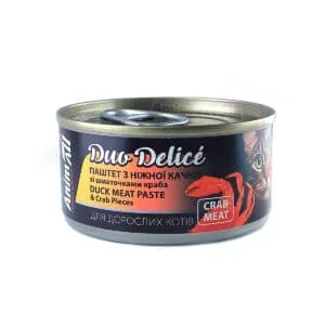 Вологий корм для котів AnimAll Duo Delice з качкою і крабом, 80 г