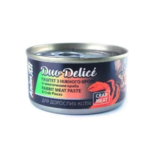 Вологий корм для котів AnimAll Duo Delice з кроликом і крабом, 80 г