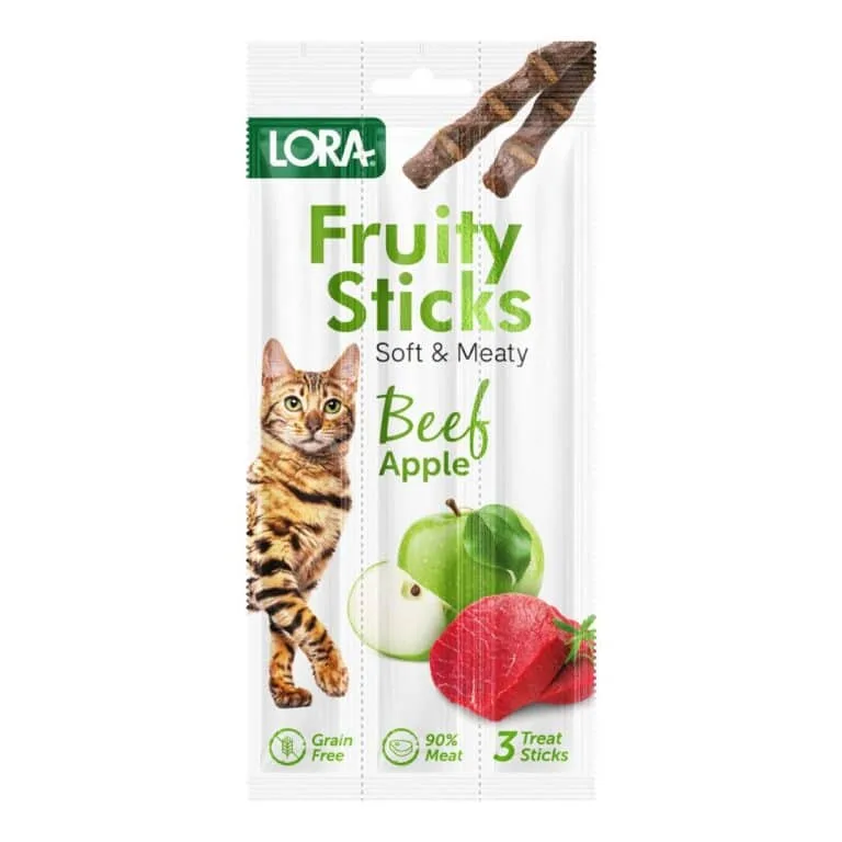 Ласощі LORA з яловичиною і яблуком для дорослих котів, 3х5 г