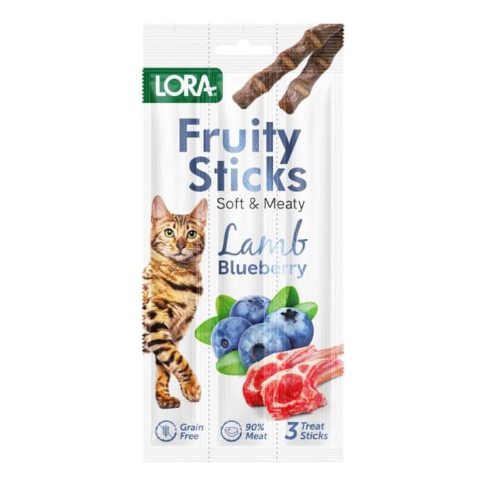 Ласощі для дорослих котів LORA з ягням та чорницею, 3х5г