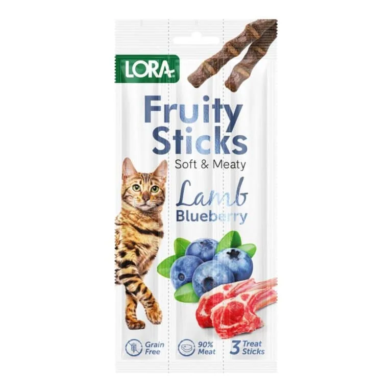 Ласощі LORA з ягням і чорницею для дорослих котів, 3х5 г