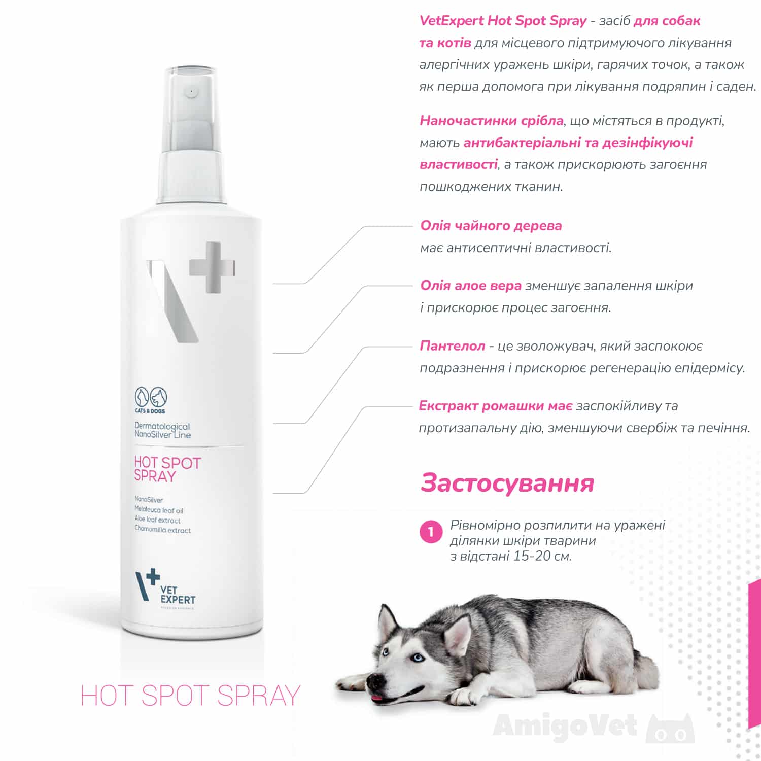 Vet Expert NanoSilver Hot Spot spray НаноСрібло - спрей для