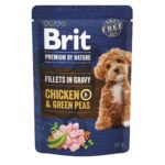 Вологий корм для собак Brit Premium By Nature філе у соусі з куркою та зеленим горошком, 85 г