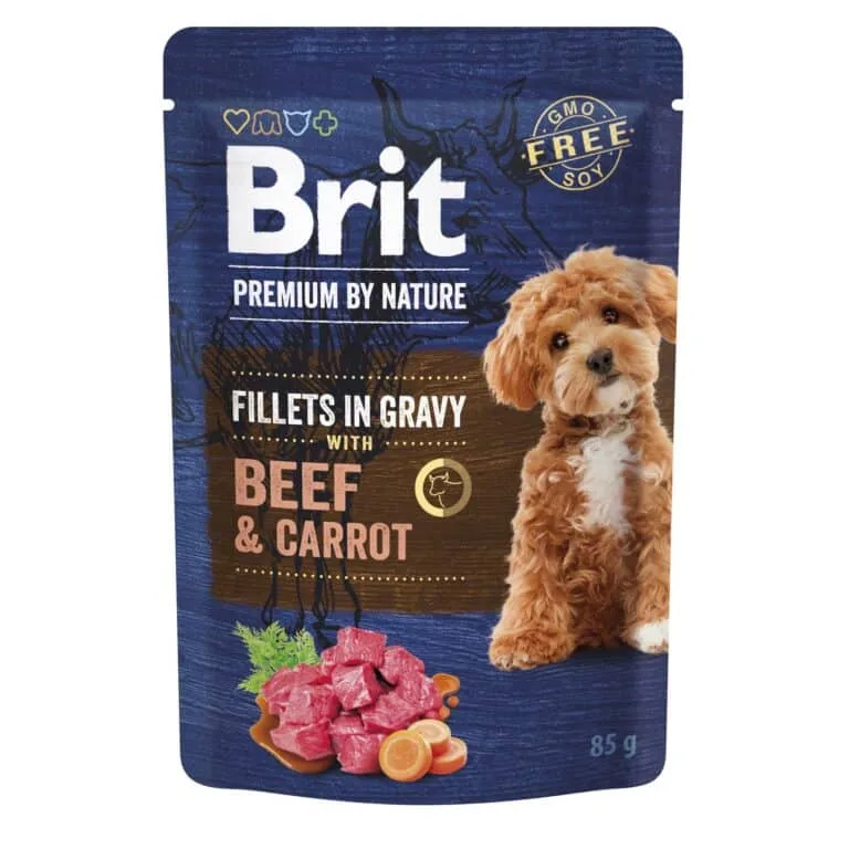 Вологий корм Brit Premium Fillets in Gravy для собак з яловичиною і морквою, 85 г