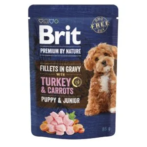 Вологий корм Brit Premium Fillets in Gravy для цуценят з індичкою і морквою, 85 г